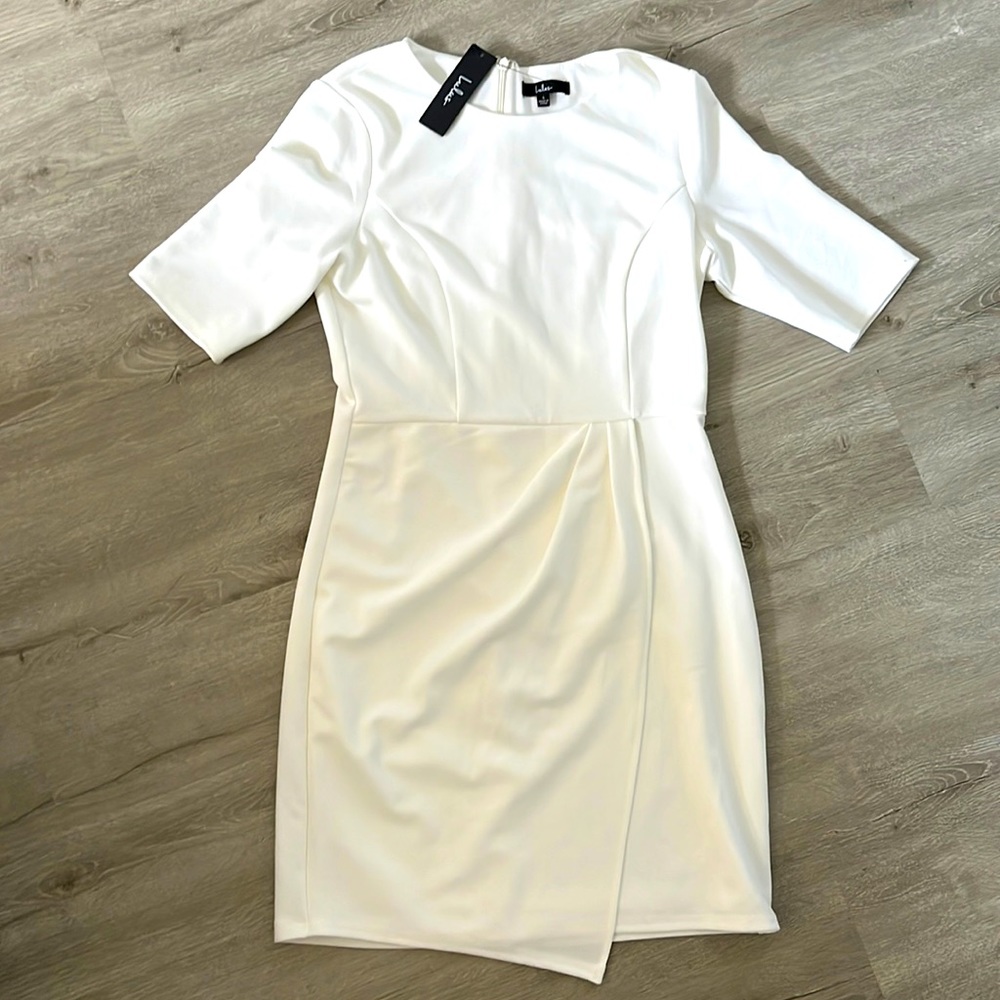 Lulus White Mid Length Sleeve Dress